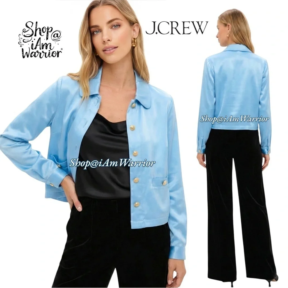 J.Crew cornflower blue satin lady shirt jacket *shop@iamwarrior